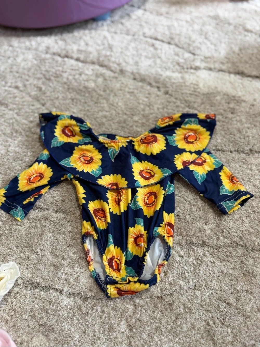 Sunflower Off The Shoulder Baby Girl Bodysuit Long Sleeve Size 0-3 M
